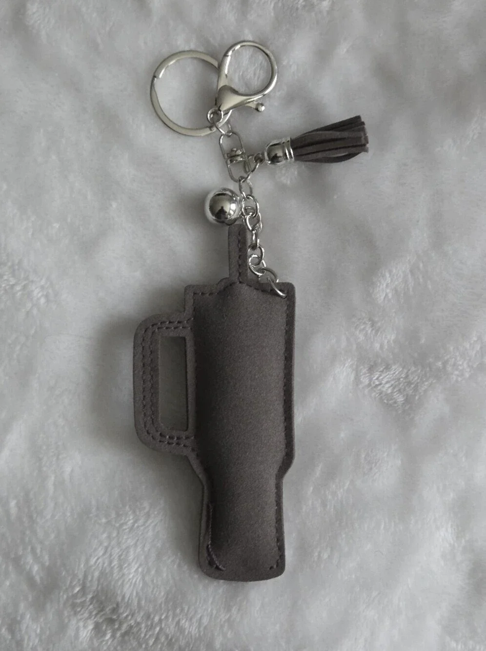 Dark Gray Stanley Keychain with Tassel Water Tumbler Bag Charm